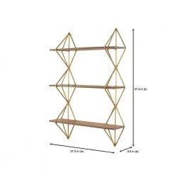 Home Decorators Collection 37 in. H x 27 in. W x 7 in. D Wood and Gold Metal Wall-Mount Bookshelf -Flora Home Decorators Soldes gold home decorators collection decorative shelving l175586xx e1 1000
