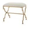 Home Decorators Collection Ivory Upholstered Metal Vanity Stool with Gold Base (23.50 in W. X 21.25 in H.) -Flora Home Decorators Soldes gold home decorators collection makeup vanities l165432xxa np 64 1000