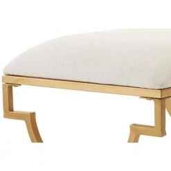 Home Decorators Collection Ivory Upholstered Metal Vanity Stool with Gold Base (23.50 in W. X 21.25 in H.) -Flora Home Decorators Soldes gold home decorators collection makeup vanities l165432xxa np 66 1000