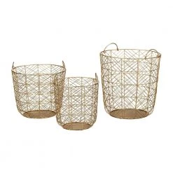 Home Decorators Collection Round Gold Metal Wire Decorative Basket (Set of 3) -Flora Home Decorators Soldes gold home decorators collection storage baskets dc19 4959abc 66 1000