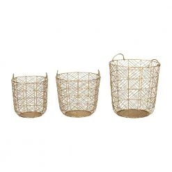 Home Decorators Collection Round Gold Metal Wire Decorative Basket (Set of 3) -Flora Home Decorators Soldes gold home decorators collection storage baskets dc19 4959abc 76 1000