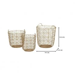 Home Decorators Collection Round Gold Metal Wire Decorative Basket (Set of 3) -Flora Home Decorators Soldes gold home decorators collection storage baskets dc19 4959abc e1 1000