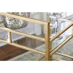 Home Decorators Collection Gold Leaf Metal and Glass Rolling Bar Cart with Glass Top (30 in. W x 33 in. H) -Flora Home Decorators Soldes gold leaf home decorators collection bar carts v174814 np 1d 1000