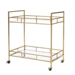 Home Decorators Collection Gold Leaf Metal and Glass Rolling Bar Cart with Glass Top (30 in. W x 33 in. H) -Flora Home Decorators Soldes gold leaf home decorators collection bar carts v174814 np c3 1000