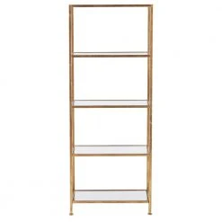 Home Decorators Collection 62.25 in. Gold Leaf Metal 4-shelf Accent Bookcase with Open Back -Flora Home Decorators Soldes gold leaf home decorators collection bookcases bookshelves v183104xxa np c3 1000