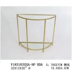 Home Decorators Collection Bella 32 in. Gold Leaf/Clear Standard Half Moon Glass Console Table with Storage -Flora Home Decorators Soldes gold leaf home decorators collection console tables v183103xxa np 31 1000