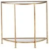 Home Decorators Collection Bella 32 in. Gold Leaf/Clear Standard Half Moon Glass Console Table with Storage 1 Home Decorators Collection Bella 32 in. Gold Leaf/Clear Standard Half Moon Glass Console Table with Storage -Flora Home Decorators Soldes gold leaf home decorators collection console tables v183103xxa np 64 1000