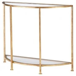 Home Decorators Collection Bella 32 in. Gold Leaf/Clear Standard Half Moon Glass Console Table with Storage -Flora Home Decorators Soldes gold leaf home decorators collection console tables v183103xxa np fa 1000
