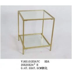 Home Decorators Collection Bella Square Gold Leaf Metal and Glass Accent Table (20 in. W x 24 in. H) -Flora Home Decorators Soldes gold leaf home decorators collection end side tables v183101xxa w5p 31 1000