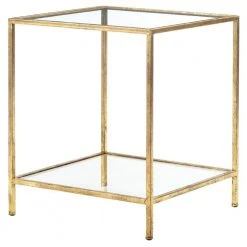 Home Decorators Collection Bella Square Gold Leaf Metal and Glass Accent Table (20 in. W x 24 in. H) -Flora Home Decorators Soldes gold leaf home decorators collection end side tables v183101xxa w5p c3 1000