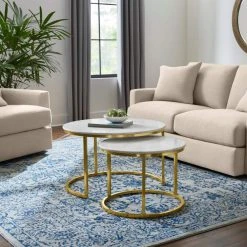 Home Decorators Collection Cheval 2-Piece 31 in. Gold/Marble Medium Round Marble Coffee Table Set 13 Home Decorators Collection Cheval 2-Piece 31 in. Gold/Marble Medium Round Marble Coffee Table Set -Flora Home Decorators Soldes gold marble home decorators collection coffee tables dc18 56100 40 1000
