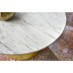 Home Decorators Collection Cupertine 31 in. Gold/Marble Medium Round Marble Coffee Table with Hammered Base -Flora Home Decorators Soldes gold marble home decorators collection coffee tables dc18 65050 1d 1000