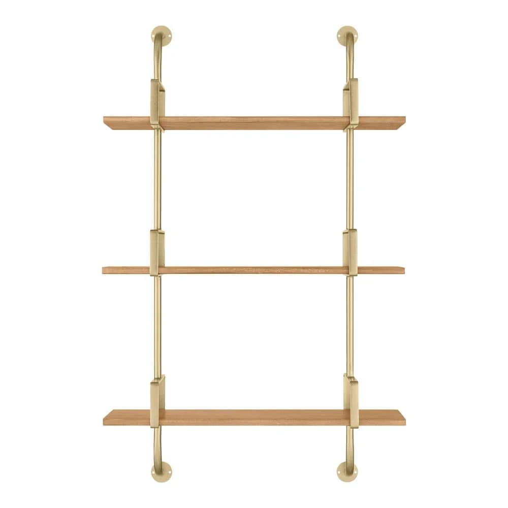 Home Decorators Collection Gold Metal and Natural Wood Wall Shelf (21 in. W x 34 in. H) 7 Home Decorators Collection Gold Metal and Natural Wood Wall Shelf (21 in. W x 34 in. H) - Image 5