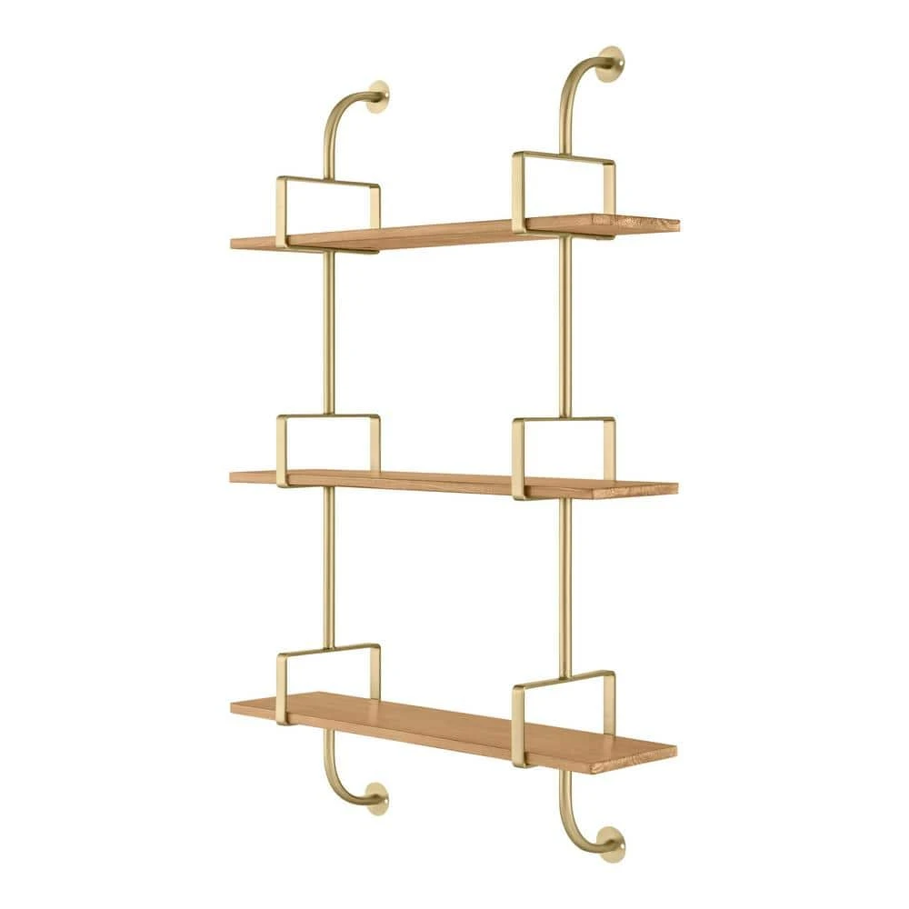 Home Decorators Collection Gold Metal and Natural Wood Wall Shelf (21 in. W x 34 in. H) 3 Home Decorators Collection Gold Metal and Natural Wood Wall Shelf (21 in. W x 34 in. H)