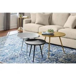 Home Decorators Collection Gold, Silver and Dark Bronze Finish Metal Coffee Tables (Set of 3) (25.5 in. W x 19.25 in. H) -Flora Home Decorators Soldes gold silver dark bronze home decorators collection nesting tables dc19 2209 40 1000