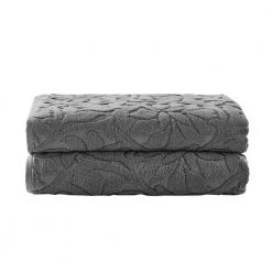 Home Decorators Collection Turkish Cotton Gray Textured Bath Sheet (Set of 2)
