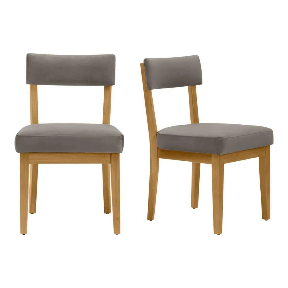 Home Decorators Collection Modern Gray Velvet Upholstered Dining Chairs with Sandy Oak Wood Accents (Set of 2) 9 Home Decorators Collection Modern Gray Velvet Upholstered Dining Chairs with Sandy Oak Wood Accents (Set of 2) - Image 7