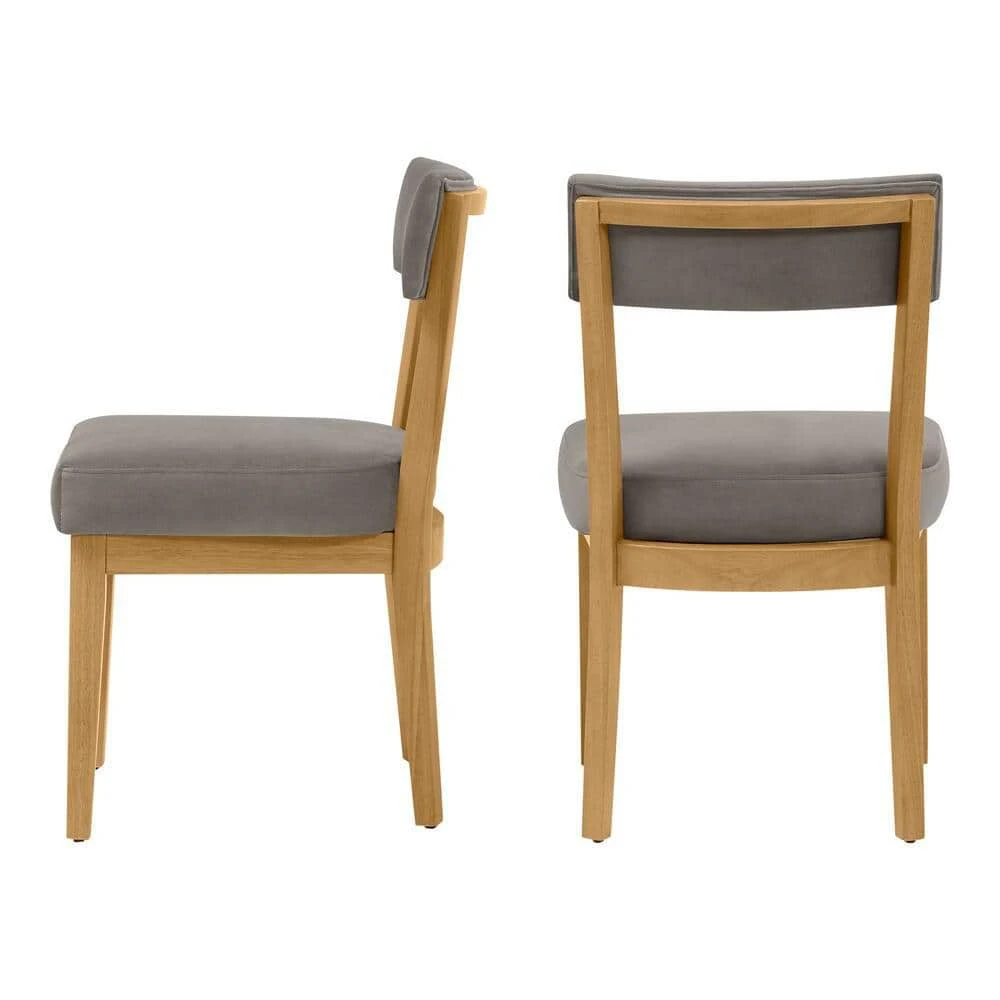 Home Decorators Collection Modern Gray Velvet Upholstered Dining Chairs with Sandy Oak Wood Accents (Set of 2) 10 Home Decorators Collection Modern Gray Velvet Upholstered Dining Chairs with Sandy Oak Wood Accents (Set of 2) - Image 8