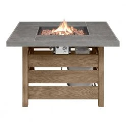 Home Decorators Collection Summerfield 39.5 in. x 25 in. Square Steel Concrete-Look Tile Top LP Gas Fire Pit -Flora Home Decorators Soldes gray home decorators collection gas fire pits 2364fp 3 1f 1000