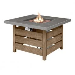 Home Decorators Collection Summerfield 39.5 in. x 25 in. Square Steel Concrete-Look Tile Top LP Gas Fire Pit -Flora Home Decorators Soldes gray home decorators collection gas fire pits 2364fp 3 c3 1000