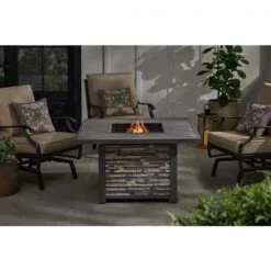 Home Decorators Collection Picanto 44.09 in. x 25.59 in. Square Steel Propane Gas Gray Fire Pit