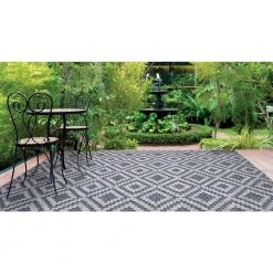 Home Decorators Collection Samba Square Gray 8 ft. x 10 ft. Indoor/Outdoor Area Rug -Flora Home Decorators Soldes gray home decorators collection outdoor rugs 32467 1f 1000