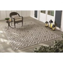 Home Decorators Collection Samba Square Gray 8 ft. x 10 ft. Indoor/Outdoor Area Rug -Flora Home Decorators Soldes gray home decorators collection outdoor rugs 32467 31 1000