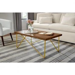 Home Decorators Collection Rectangular Haze Finish Wood Coffee Table with Brass Metal Base (42 in. W x 17.25 in. H) -Flora Home Decorators Soldes haze brass home decorators collection coffee tables ac b 2609 103 40 1000