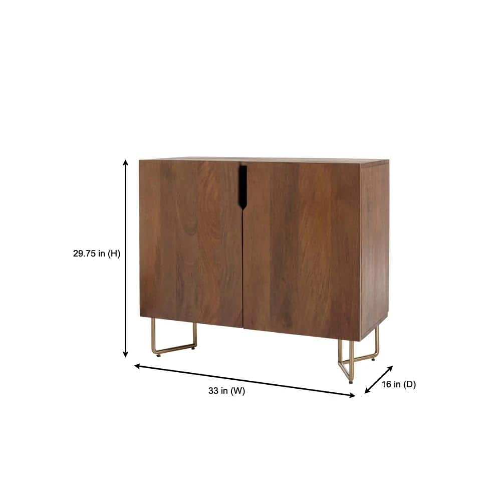 Home Decorators Collection Haze Oak Finish Wood Cabinet with Brass Finish Metal Base (33 in. W x 29.75 in. H) 4 Home Decorators Collection Haze Oak Finish Wood Cabinet with Brass Finish Metal Base (33 in. W x 29.75 in. H) - Image 2