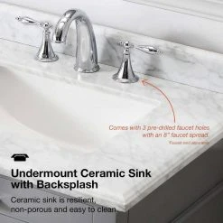 Home Decorators Collection Sonoma 24 in. W x 20 in. D x 34 in. H Bath Vanity in Pebble Gray with White Carrara Marble Top -Flora Home Decorators Soldes home decorators collection bathroom vanities with tops 9784800240 77 1000