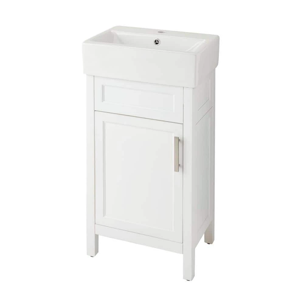 Home Decorators Collection Arvesen 18 in. W x 12 in. D Vanity in White with Ceramic Vanity Top in White with White Sink 11 Home Decorators Collection Arvesen 18 in. W x 12 in. D Vanity in White with Ceramic Vanity Top in White with White Sink - Image 9