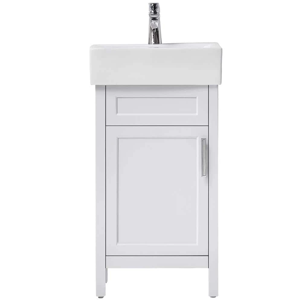 Home Decorators Collection Arvesen 18 in. W x 12 in. D Vanity in White with Ceramic Vanity Top in White with White Sink 4 Home Decorators Collection Arvesen 18 in. W x 12 in. D Vanity in White with Ceramic Vanity Top in White with White Sink - Image 2