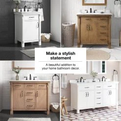 Home Decorators Collection Bellington 24 in. W x 22 in. D x 34.5 in. H Bath Vanity in Almond Toffee with White Engineered Stone Top -Flora Home Decorators Soldes home decorators collection bathroom vanities with tops bellington 24 76 1000