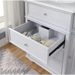 Home Decorators Collection Hampton Harbor 36 in. Vanity in Dove Grey with Natural Marble Vanity Top in White with White Sink -Flora Home Decorators Soldes home decorators collection bathroom vanities with tops bf 25097 dg 4f 1000