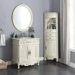Home Decorators Collection Winslow 33 in. W x 22 in. D Bath Vanity in Antique White with Vanity Top in White Marble with White Basin -Flora Home Decorators Soldes home decorators collection bathroom vanities with tops bf 27001 aw 31 1000