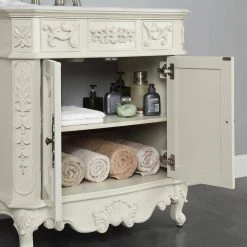 Home Decorators Collection Winslow 33 in. W x 22 in. D Bath Vanity in Antique White with Vanity Top in White Marble with White Basin -Flora Home Decorators Soldes home decorators collection bathroom vanities with tops bf 27001 aw 4f 1000