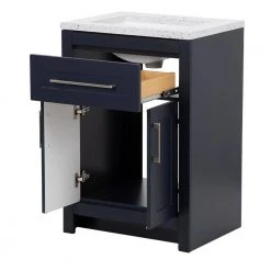 Home Decorators Collection Clady 24.5 in. W x 18.75 in. D Bath Vanity in Deep Blue with Cultured Marble Vanity Top in Silver Ash with White Sink -Flora Home Decorators Soldes home decorators collection bathroom vanities with tops hd2024p2 db 77 1000