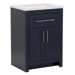 Home Decorators Collection Clady 24.5 in. W x 18.75 in. D Bath Vanity in Deep Blue with Cultured Marble Vanity Top in Silver Ash with White Sink -Flora Home Decorators Soldes home decorators collection bathroom vanities with tops hd2024p2 db c3 1000