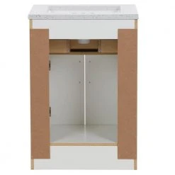 Home Decorators Collection Clady 24.5 in. W x 18.75 in. D Bath Vanity in White with Cultured Marble Vanity Top in Silver Ash with White Sink -Flora Home Decorators Soldes home decorators collection bathroom vanities with tops hd2024p2 wh 66 1000
