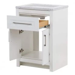 Home Decorators Collection Clady 24.5 in. W x 18.75 in. D Bath Vanity in White with Cultured Marble Vanity Top in Silver Ash with White Sink -Flora Home Decorators Soldes home decorators collection bathroom vanities with tops hd2024p2 wh 77 1000
