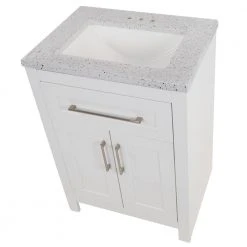 Home Decorators Collection Clady 24.5 in. W x 18.75 in. D Bath Vanity in White with Cultured Marble Vanity Top in Silver Ash with White Sink -Flora Home Decorators Soldes home decorators collection bathroom vanities with tops hd2024p2 wh a0 1000