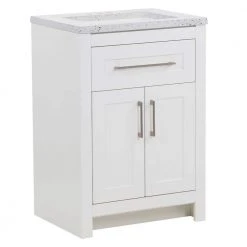 Home Decorators Collection Clady 24.5 in. W x 18.75 in. D Bath Vanity in White with Cultured Marble Vanity Top in Silver Ash with White Sink -Flora Home Decorators Soldes home decorators collection bathroom vanities with tops hd2024p2 wh c3 1000