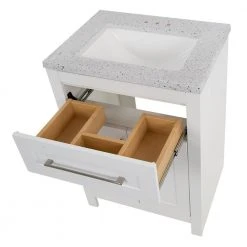 Home Decorators Collection Clady 24.5 in. W x 18.75 in. D Bath Vanity in White with Cultured Marble Vanity Top in Silver Ash with White Sink -Flora Home Decorators Soldes home decorators collection bathroom vanities with tops hd2024p2 wh d4 1000
