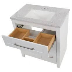 Home Decorators Collection Clady 30.5 in. W x 18.75 in. D Bath Vanity in White with Cultured Marble Vanity Top in Silver Ash with White Sink -Flora Home Decorators Soldes home decorators collection bathroom vanities with tops hd2030p2 wh 31 1000
