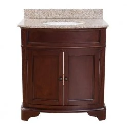 Home Decorators Collection Terryn 31 in. W x 35 in. H x 20 in. D Vanity in Cherry with Granite Vanity Top in Beige with White Basin -Flora Home Decorators Soldes home decorators collection bathroom vanities with tops md v1218 e1 1000