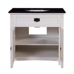 Home Decorators Collection Artisan 33 in. W Vanity in White with Marble Vanity Top in Natural Black with White Sink -Flora Home Decorators Soldes home decorators collection bathroom vanities with tops md v1758 4f 1000