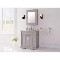 Home Decorators Collection Fremont 32 in. W x 22 in. D Vanity in Gray with Granite Vanity Top in Gray with White Sink -Flora Home Decorators Soldes home decorators collection bathroom vanities with tops md v1789 31 1000