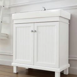Home Decorators Collection Parkbridge 30 in. W x 15.10 in. D Vanity in White with Ceramic Vanity Top in White with White Sink -Flora Home Decorators Soldes home decorators collection bathroom vanities with tops parkbridge 30 4f 1000