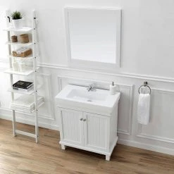 Home Decorators Collection Parkbridge 30 in. W x 15.10 in. D Vanity in White with Ceramic Vanity Top in White with White Sink -Flora Home Decorators Soldes home decorators collection bathroom vanities with tops parkbridge 30 66 1000