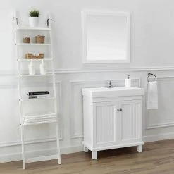 Home Decorators Collection Parkbridge 30 in. W x 15.10 in. D Vanity in White with Ceramic Vanity Top in White with White Sink -Flora Home Decorators Soldes home decorators collection bathroom vanities with tops parkbridge 30 76 1000